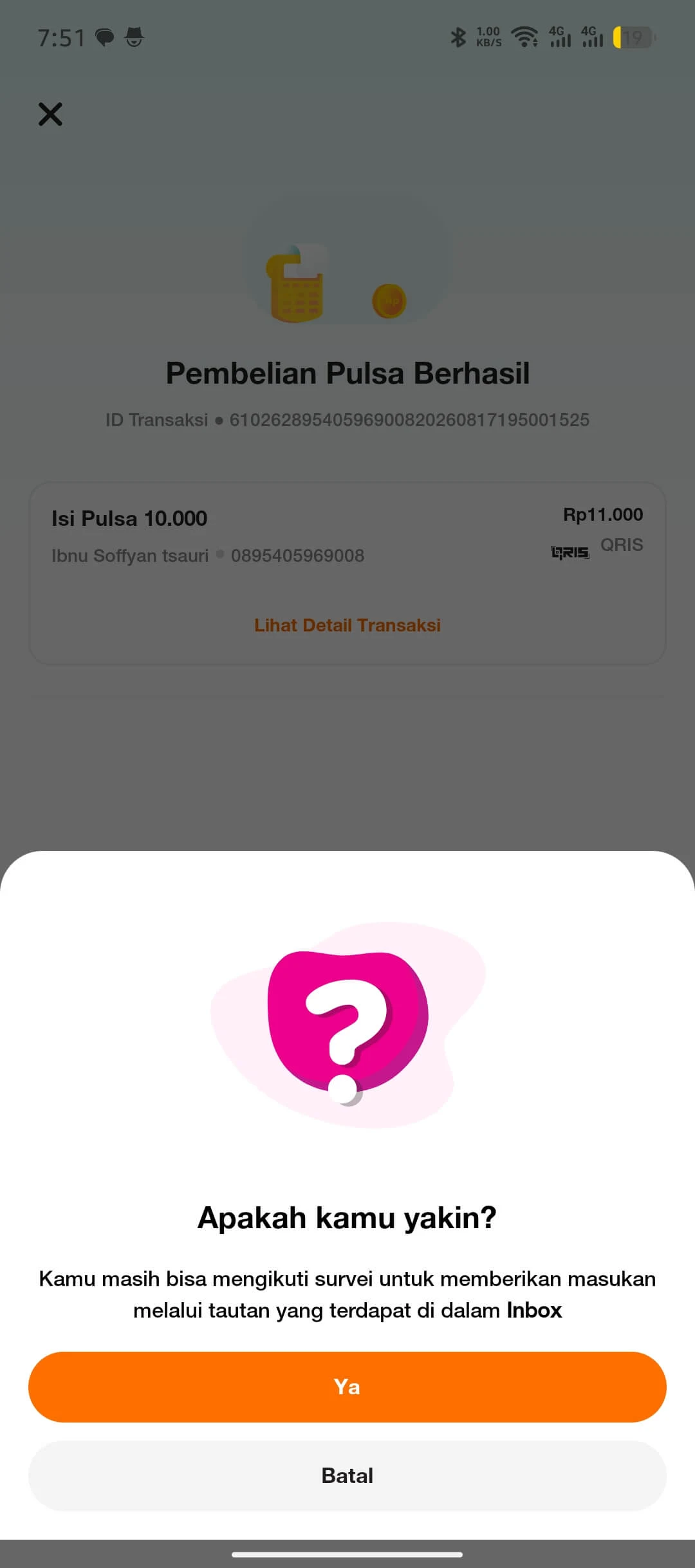 Survey Exit Confirmation